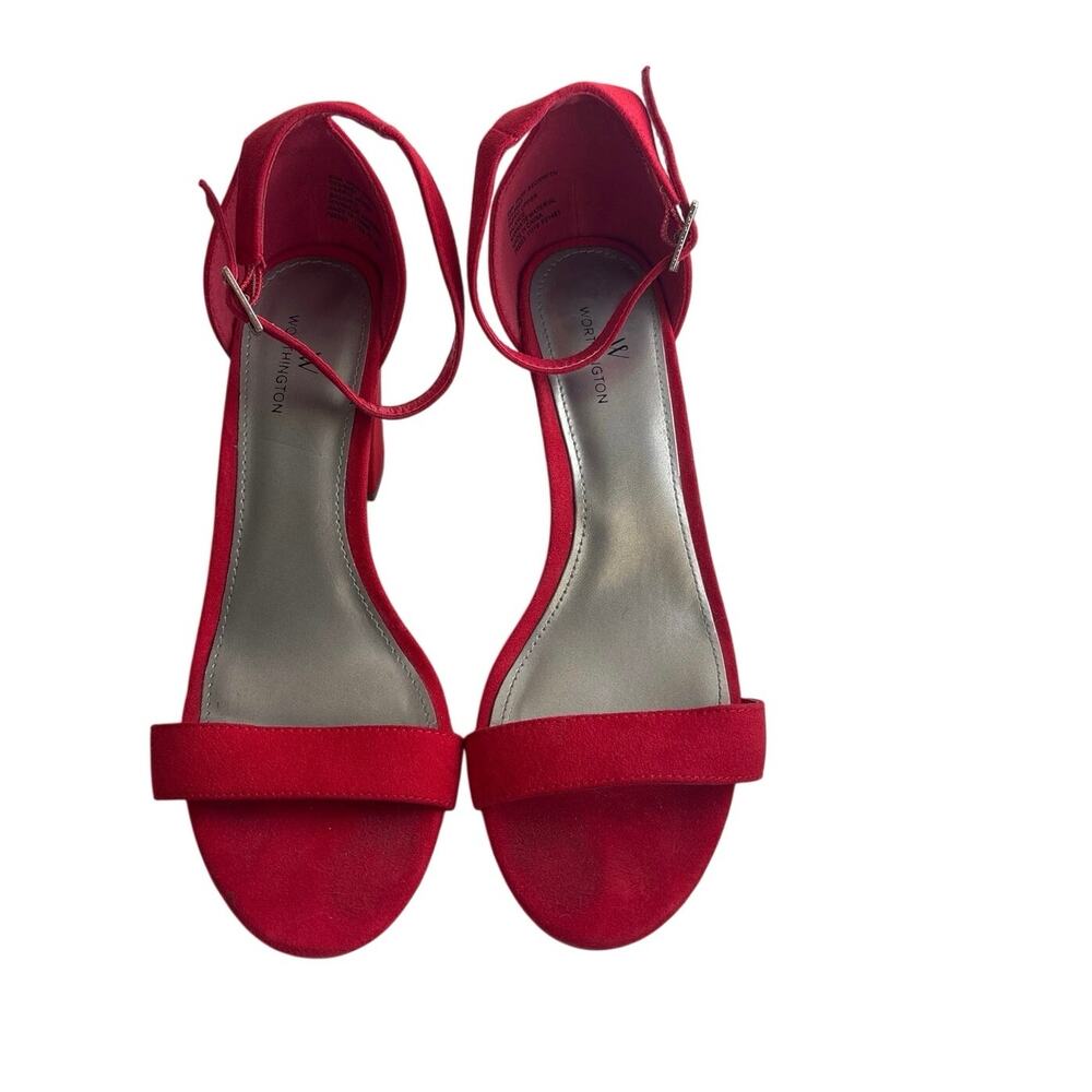 Worthington Red Block Heel Sandals Ankle Strap Size 8.5